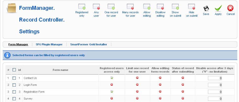 3.2.2. Limit one record for one user By default the logged in users can submit the same form as many times as they wish.