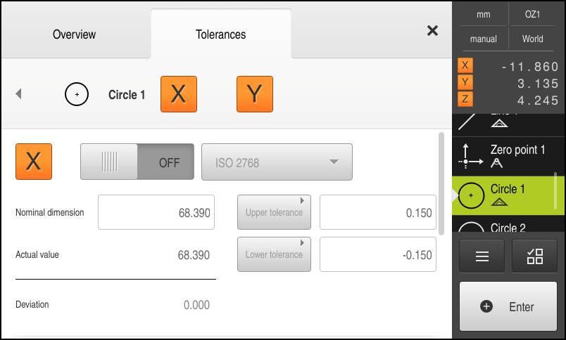 outside the tolerance In the Tolerances tab, you can define the ge