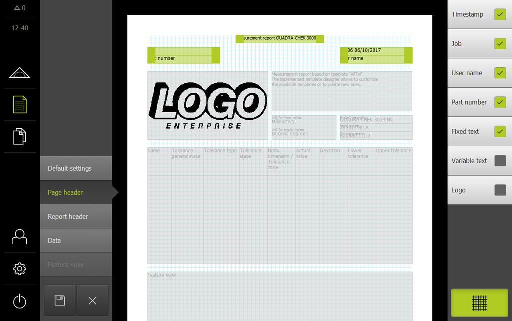 6 Measurement Report Template Creating and editing a template 6.2.