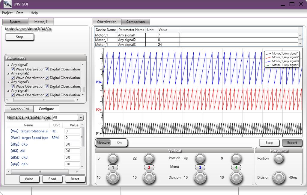 3.5.3 Observation Tab Figure 14. Observation Tab MGI and Features 1 2 3 Note: when the frequency of Data Recorder is 500Hz, select 4 channels, the system work normal.