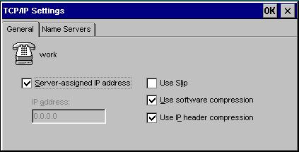 NCD Dial-Up Connections 5. Click TCP/IP Settings to configure TCP/IP. The following dialog displays.