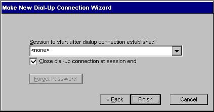 Selecting a Startup Session for an NCD Dial-Up Connection A connection can start automatically once the dial-up network connection is established.