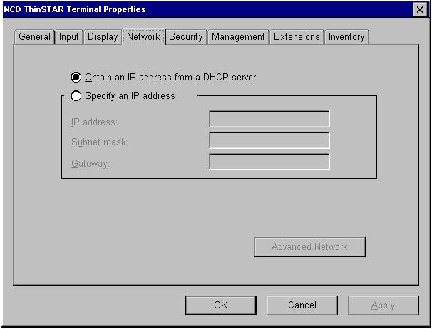 Network Properties If you choose static addresses, you can make name resolution choices as well.