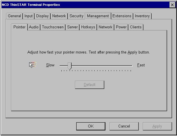 Management Properties Management Properties Main Tab Clients Pointer Properties/Functionality Set a default client. Configure a client, including printers for RDP connections.
