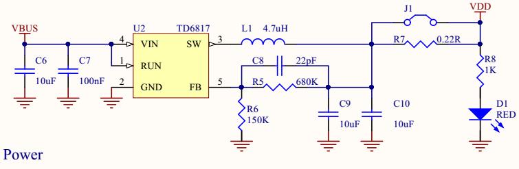 1.3 DC power design Peak current of EMW3081 is about 320mA. The DC/DC power chip MXCHIP recommended should be whose maximum output current is over 600mA.