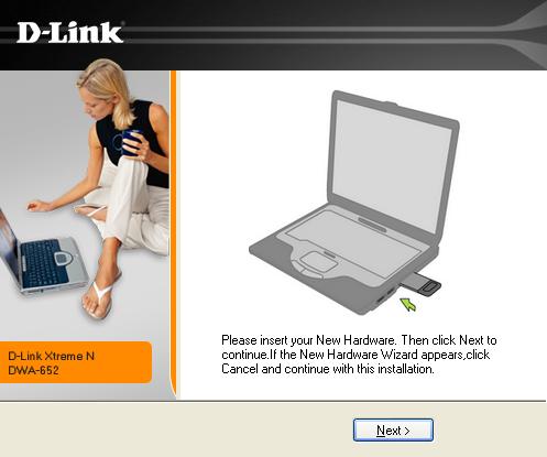 Click Next The D-Link configuration wizard will now appear.