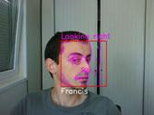 The ground truth marker points are indicated with red crosses. Image (b) shows the facial feature detection in a face from a webcam video sequence. (c) (d) Fig. 4.