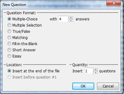 Adding Questions Why do I need this? The option to add questions to the test generator is a great way to customize the program to fit your class needs.