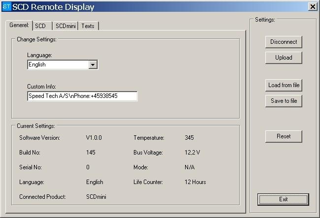 7 SC-RD Editor The SC-RD editor is a configuration utility for The Speed Commander Remote Display. It is possible to change language and diagnostic text for controller inputs.