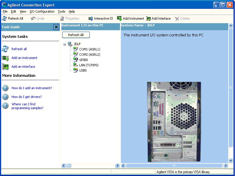 2 L4411A Software Installation and Configuration Locating the Instruments Agilent Connection Expert opens with a welcome screen and window similar to that shown in Figure 2-3.