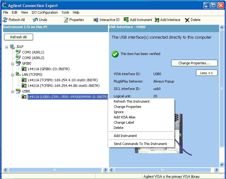 L4411A Software Installation and Configuration 2 select and enter the alias Figure 2-16. Adding a VISA Alias for the L4411A.