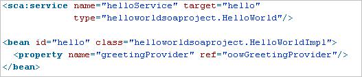 <sca:service> Element Declares a Spring bean that SCA exposes as a service Takes the following attributes: Name the name of the service (required)