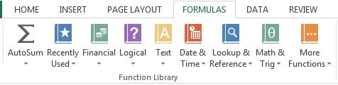Logical Functions The Logical Functions can be found in the Function Library section of the FORMULAS tab on your menu
