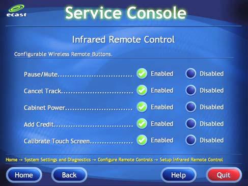Configure Remote Credit Pool Use this screen to allow the location to put credits on the jukebox with the remote control star (*) button.