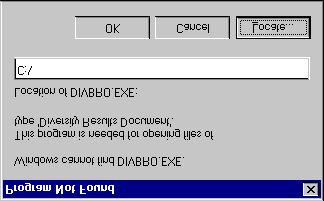 6 Figure 6-11 Program Not Found Dialog Box Click Locate and select the MassLynx directory, or enter the location of the MassLynx directory and then click OK.