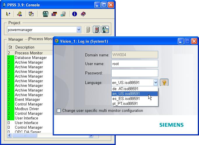 Starting and stopping the project 4.2 Starting the "powermanager" project 4. Wait until all processes have been started. The last started process "User Interface" opens the dialog box for user login.