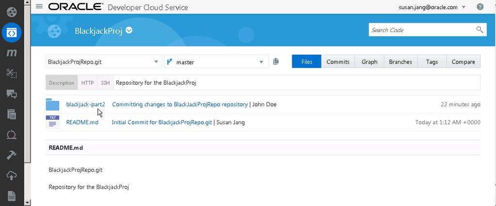 to repository 16) Switch to Developer Cloud Service to verify the