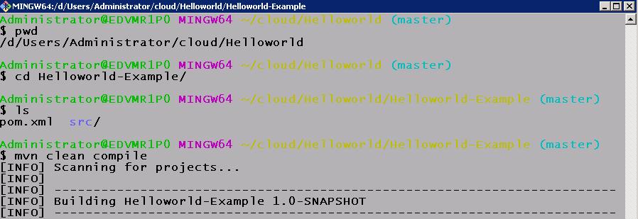 23) You should see Hello World! Output with a BUILD SUCCESS message.