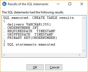 The Simple SQL editor will appear with a CREATE statement.
