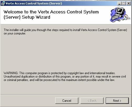 4.0 Vertx Access Control System (Server) Setup Wizard a.