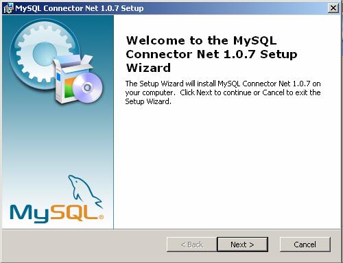 6.0 MySQL Connector Net 1.0.7 Setup Wizard Figure 31: MySQL Connector Net 1.