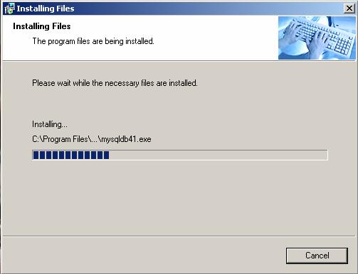 Figure 8: Installing Files s. The system will now be installed onto the preset directory.