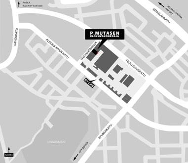 HOW TO CONTACT US BY CAR, FOOT, PUBLIC TRANSPORTATION OR MAIL P. Mutasen elokuvakonepaja is located in Vallila district, two kilometers north from the Helsinki city center.