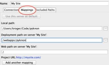 In the Mappings tab, a user can specify where the local code is and where it should be copied to remotely.
