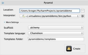 21. PyCharm Pyramid PyCharm You can create a project of Pyramid Framework in PyCharm editor by using its Welcome Window.