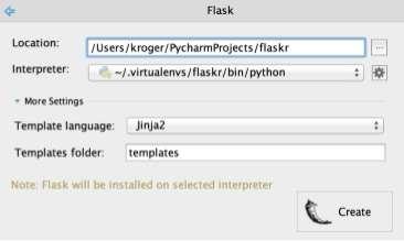 22. PyCharm Flask PyCharm PyCharm supports Flask framework development. You can easily create a new Flask project by creating new project through welcome screen.