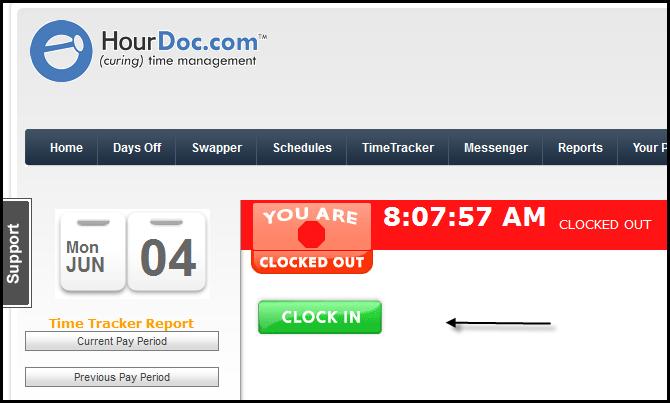 It allows you to clock in/out, begin/end a break or add time entries to