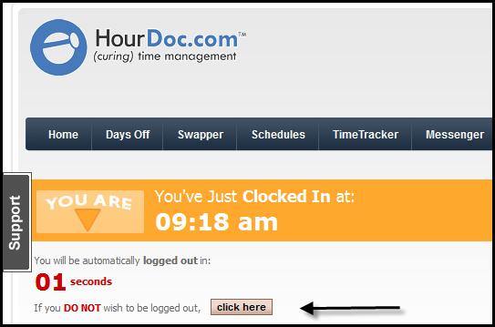 Clock in / Clock out By selecting the Clock in/clock out option, you are