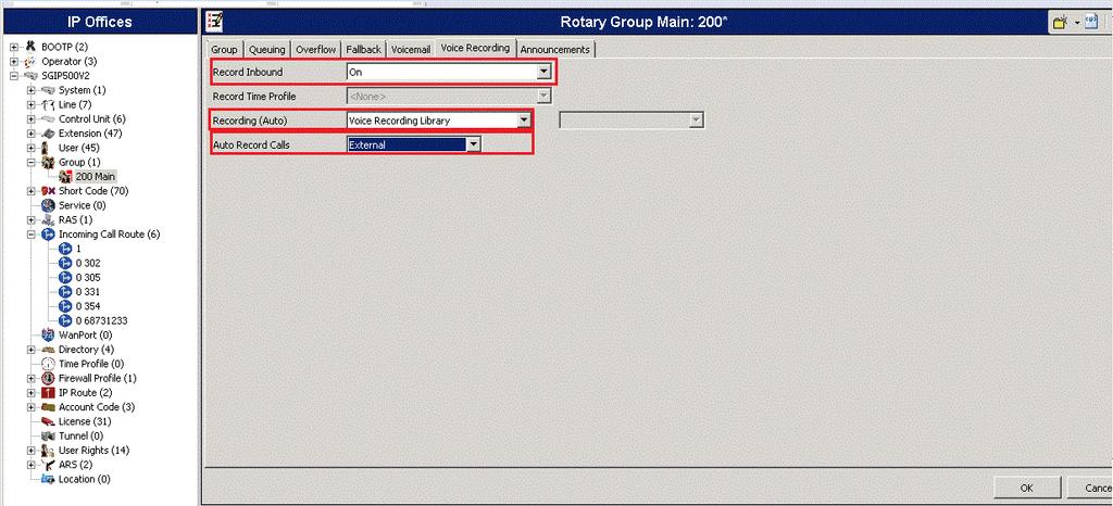 5.2. Administer Recording Hunt Group From the configuration tree in the left pane, select Group and an existing Hunt Group. Then select the Voice Recording Tab.