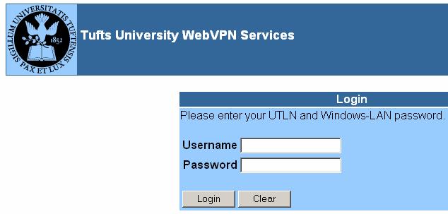 What Do I Need To Use Tufts WebVPN? Faculty and staff who wish to use Tufts VPN must have: 1. A valid UTLN (Universal Tufts Login Name, e.g. jsmith01) 2. A Windows domain account 3.