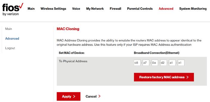 09/ CONFIGURING ADVANCED SETTINGS 136 2. In the To Physical Address field, enter the MAC address of your new device. 3.