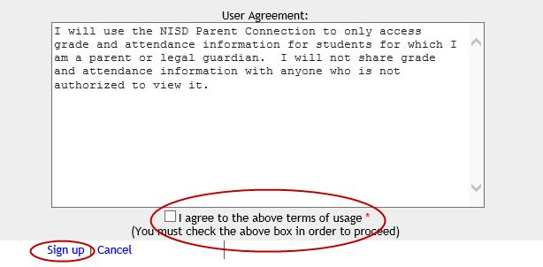 Step 4 Review the user agreement, click I agree and then click Sign Up.