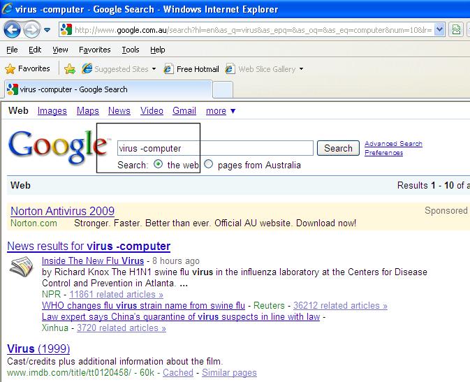 Internet Explorer 8 Basics Page 27 If you look carefully at the search page that is displayed you will