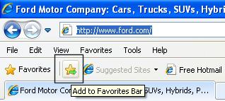com Adding a web site to the Favorites Bar You can display a web site, such as http://www.ford.com, and then add it to your Favorites Bar.