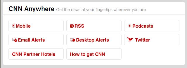Clicking on the RSS button will display information about the RSS feeds.