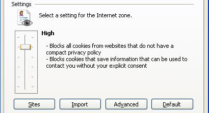 OK button to close the Internet Options dialog box.