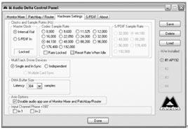 Hardware Settings Page The Hardware Settings page provides access to master clock settings, sample rate settings, buffer settings and more.