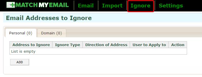 3. Add Domain Ignore Rule It is VERY IMPORTANT to add an ignore rule for an email domain. This is a protective measure against unnecessary or unwanted matching of internal email into Salesforce.