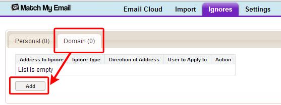 9. Add Domain Ignore Rule It is VERY IMPORTANT to add an ignore rule for an email domain. This is a protective measure against unnecessary or unwanted matching of internal email into Salesforce.