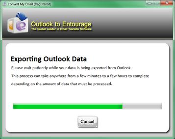 Migration Process on the PC (cont d) Step 4 Outlook to Entourage is now ready