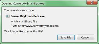 PC Install from Download Link Step 1 Double click the download link in your email to download Outlook to Entourage. Step 2 Select the Save File button and save the ConvertMyEmail Beta.