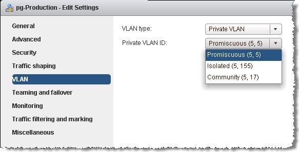Assigning a Private VLAN to a Distributed Port Group You can set the VLAN policy on a distributed port group to apply VLAN tagging globally on all