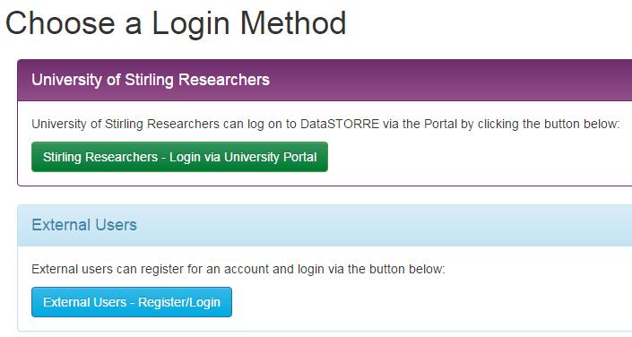 Then, on the Choose Login Method, Select Stirling Researchers- Login via University Portal using single sign-on.