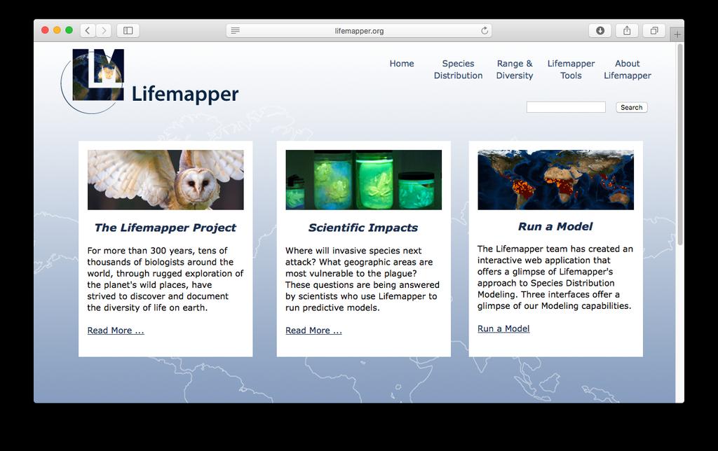 Example: Species Distribution Modeling www.lifemapper.