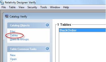 A list of tables appears on the right-hand side of the Catalog window. 5. Double-click the table BackOrder. The BackOrder Table window appears. 6.