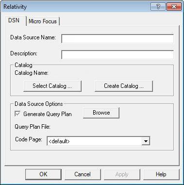 8. In the Data Source Name field, enter Verify. 9. Click Select Catalog. The Select Catalog for Data Source screen appears. 10.